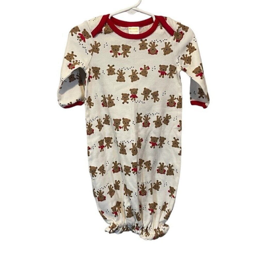 Gymboree Sleeper Gown 6-9 Months Pajamas Red White Bears Winter Mittens